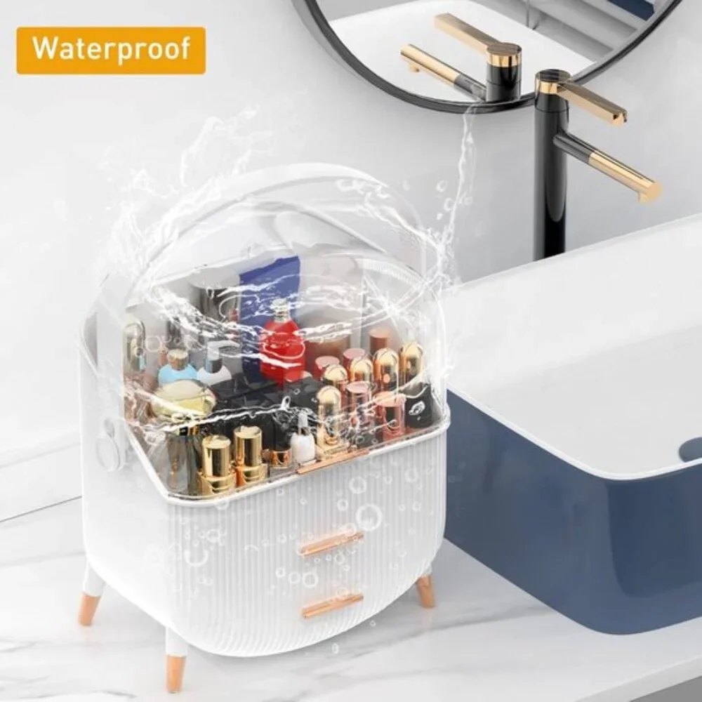 Makeup Organizer with Transparent Lid & 2 Drawers, Large Cosmetic Storage Box